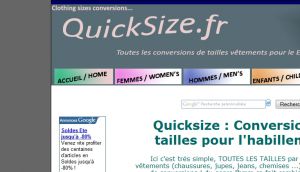 Accueil Quicksize Toutes les tailles pour l'habillement ! All clothing sizes !