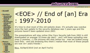 Sécurité.Org://<EOE> // End of an Era : 1997-2010