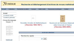 NUMDAM :: Recherche et téléchargement d&#8217;archives de revues mathématiques numérisées > Accueil 