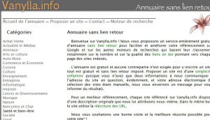 Annuaire sans lien retour