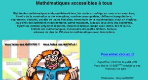 MATHEMATIQUES : Maths-rometus, Maths, Mathématiques accessibles à tous, Math, Jean-Luc Romet, Histoire des maths, Cours, Exercices, Nombres, Utilité, Mots, Magie, Figures, Jeux, Dictionnaire